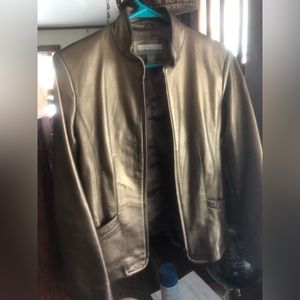 Vintage 90’s Genuine Leather Gold Moto Jacket